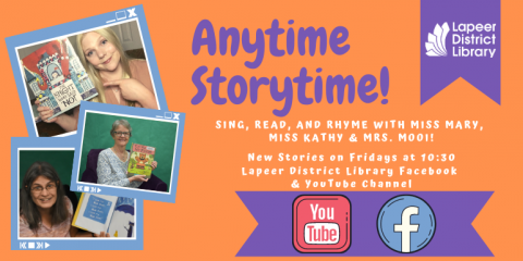 Anytime Storytime with Miss Mary is posted each Friday on the LDL Facebook and YouTube page. 